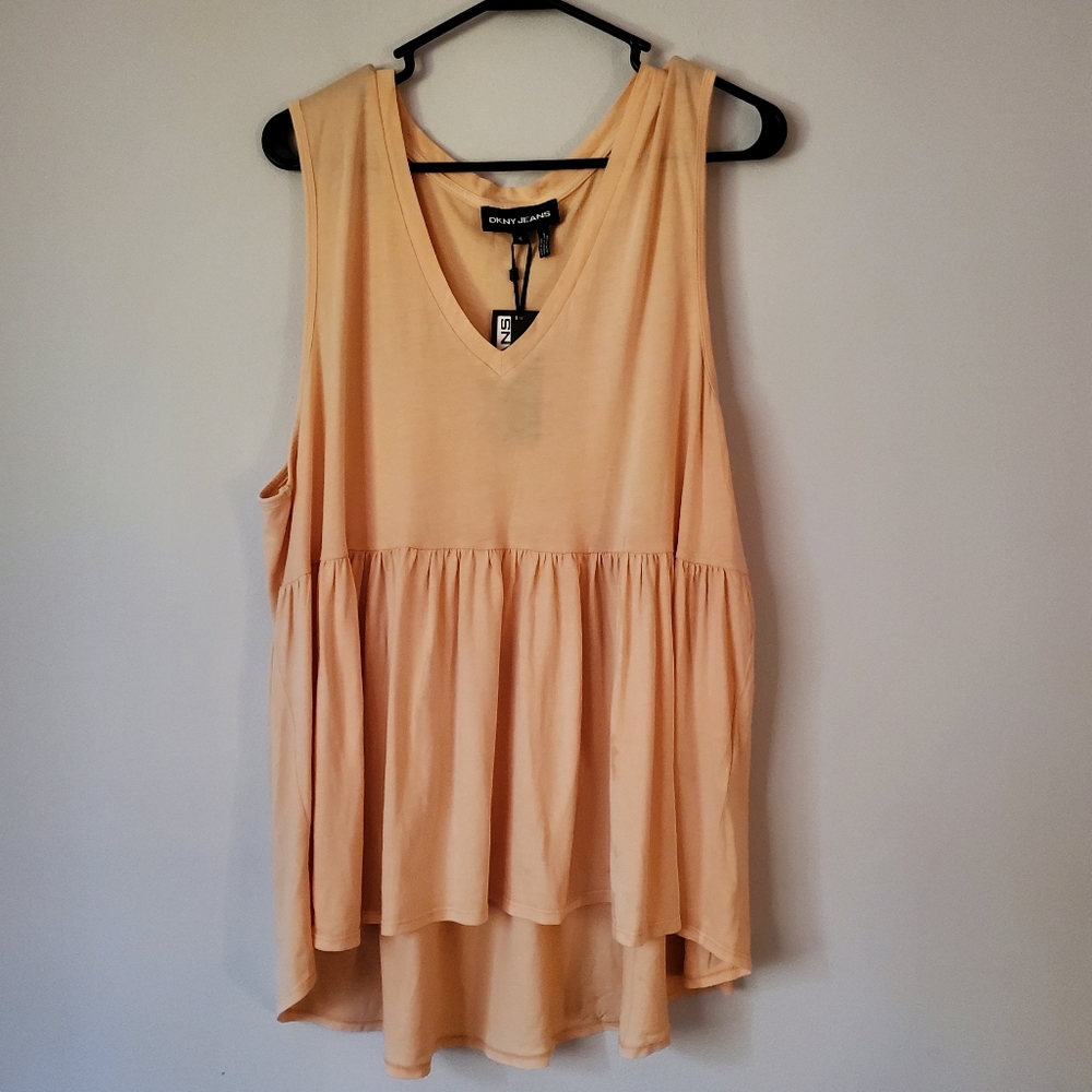 NWT DKNY JEANS V-Neck Sleeveless Peplum Top